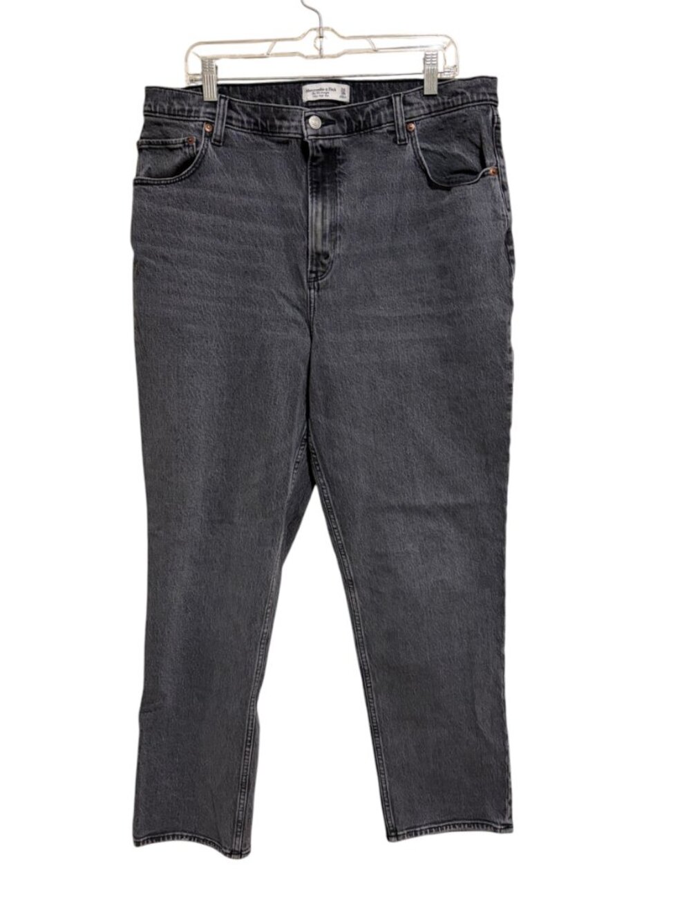 Abercrombie & Fitch Curve Love The '90s Straight Ultra High Rise Gray Jeans